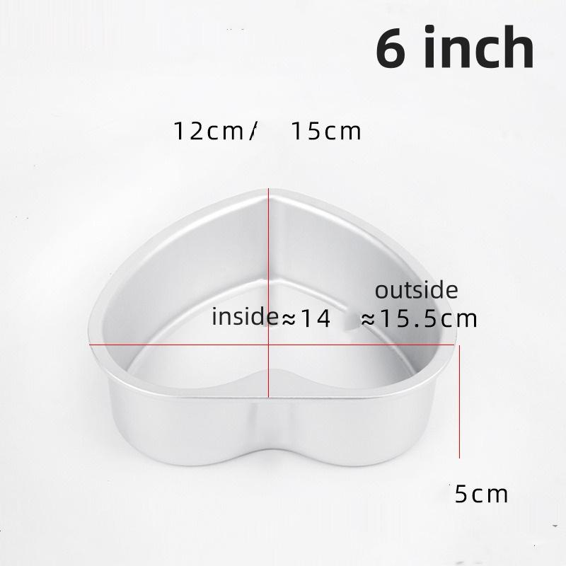 3/4/5/6/7/8/10/11 Inch Heart Shaped Cake Pan mold Solid Bottom Aluminum Alloy Chocolate Cake Pan Silver Tin Baking Mold Mould