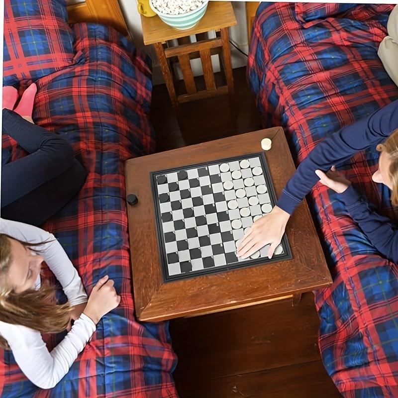 1An International Checkers Board Travel Folding Chessboard Portable Checkers and Chess Set Outdoor Camping Vehicle Family Party Game Holiday Gifts