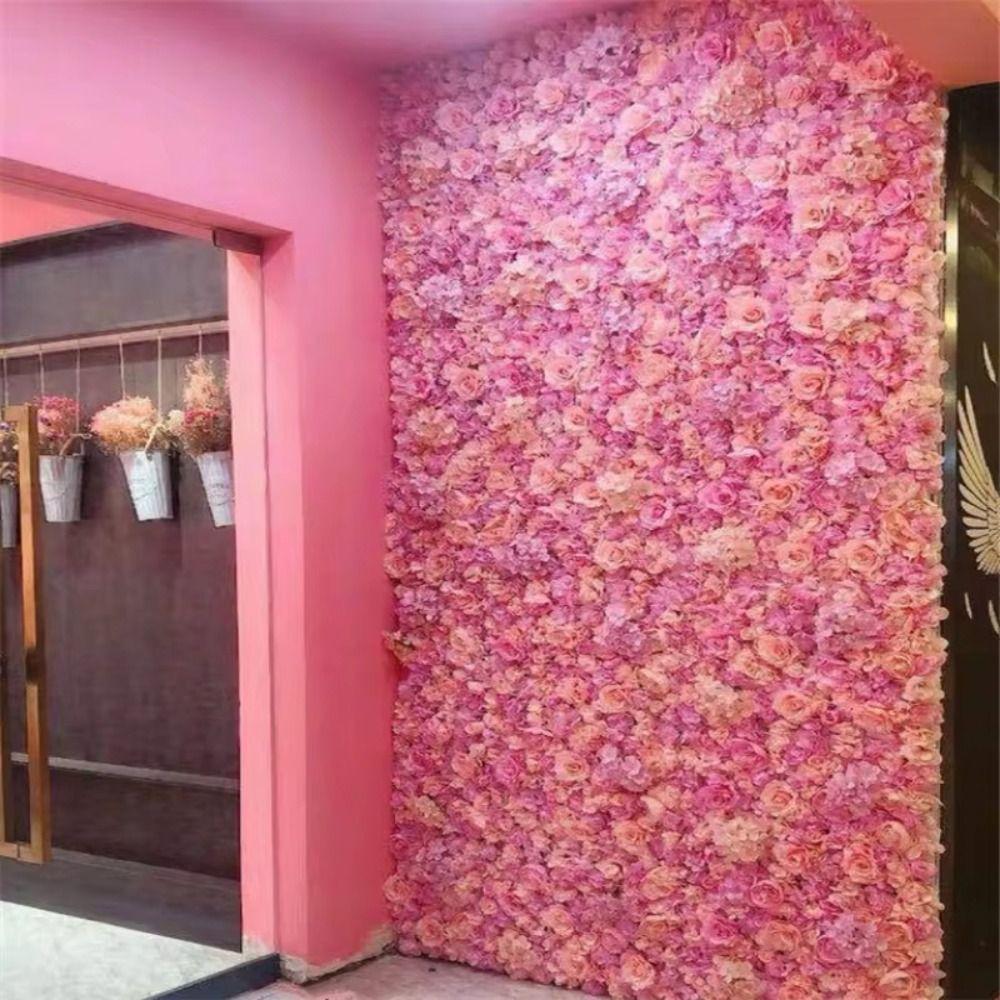 Painéis de Parede de Flores Artificiais 60X40cm Rosa Feito à Mão Fundo de Casamento Suprimentos para Palco
