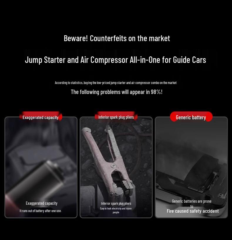 Electric Tire Inflator Pump with Pressure Gauge & Emergency Jump Starter