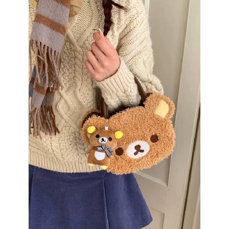 Rilakkuma Soft Plush Crossbody Bag With Splicing Design For Casual Outings And Girls