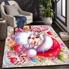 Cartoon Santa Claus Christmas Rug,Colorful Holiday Carpet with Candy Cane & Stars,Kids Play Mat,Soft Floor Decor for Living Room