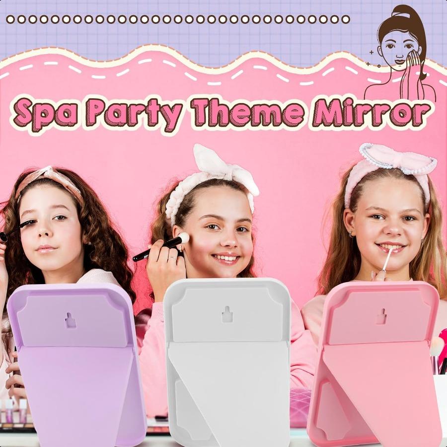 6 Pcs Spa Party Mirror Spa Party plies Sleepover Accory Favors Makeup Mirror for Sleepover Slumber Birthday Favors Gift Mixed C