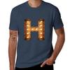 H Initial Neon Light TShirt Gym Exercise Short Sleeve TShirt