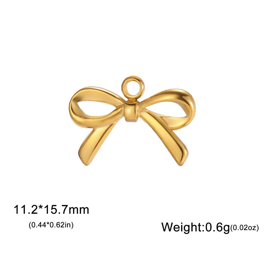 Teamer 3pcs Classic Bowknot Charms for Jewelry Necklace Earrings Making DIY Stainless Steel Gold Color Pendant Wholesale No Rust