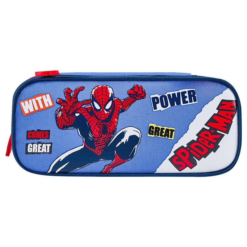 Spider Man Kids Pencil Case With Dual Layers Cartoon Stationery Storage For Elementary School