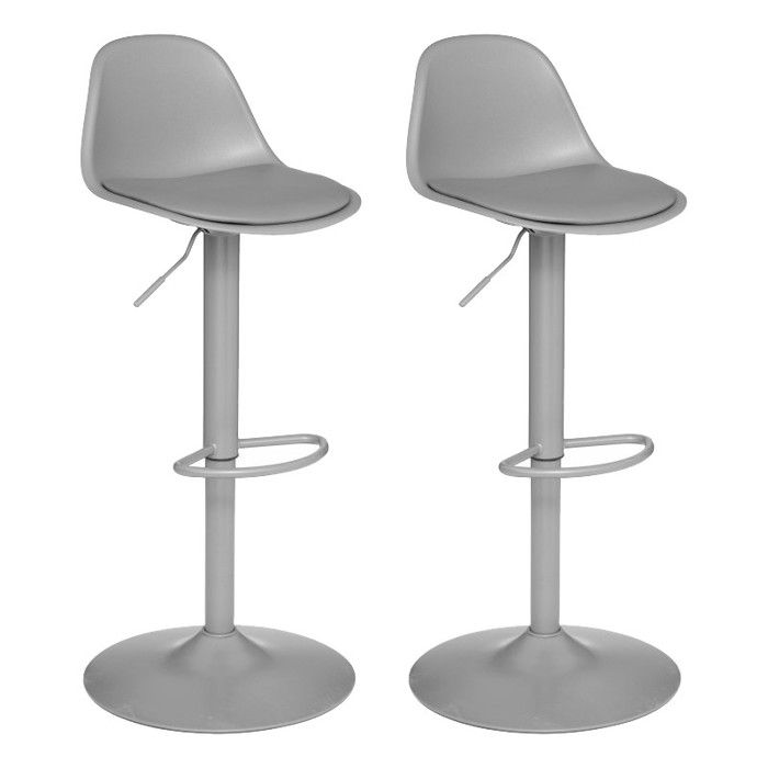 Lot de 2 tabourets bar déco style scandinave "Aiko" Atmosphera - Gris clair