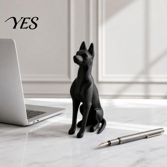 Minimalist Dog Statue 3D Printed Sitting Figurine, Modern Statue, Animal White Figurine Sculpture Decoration for Home Office Desk, Gift Pet Lovers PLA