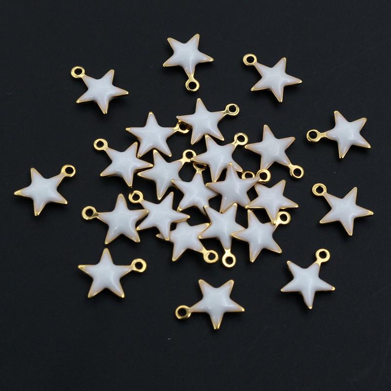 20pcs 8.5x7mm Enamel Small Star Charms Pendant Stainless Steel DIY Jewelry Making Accessories Findings for Bracelet Earrings