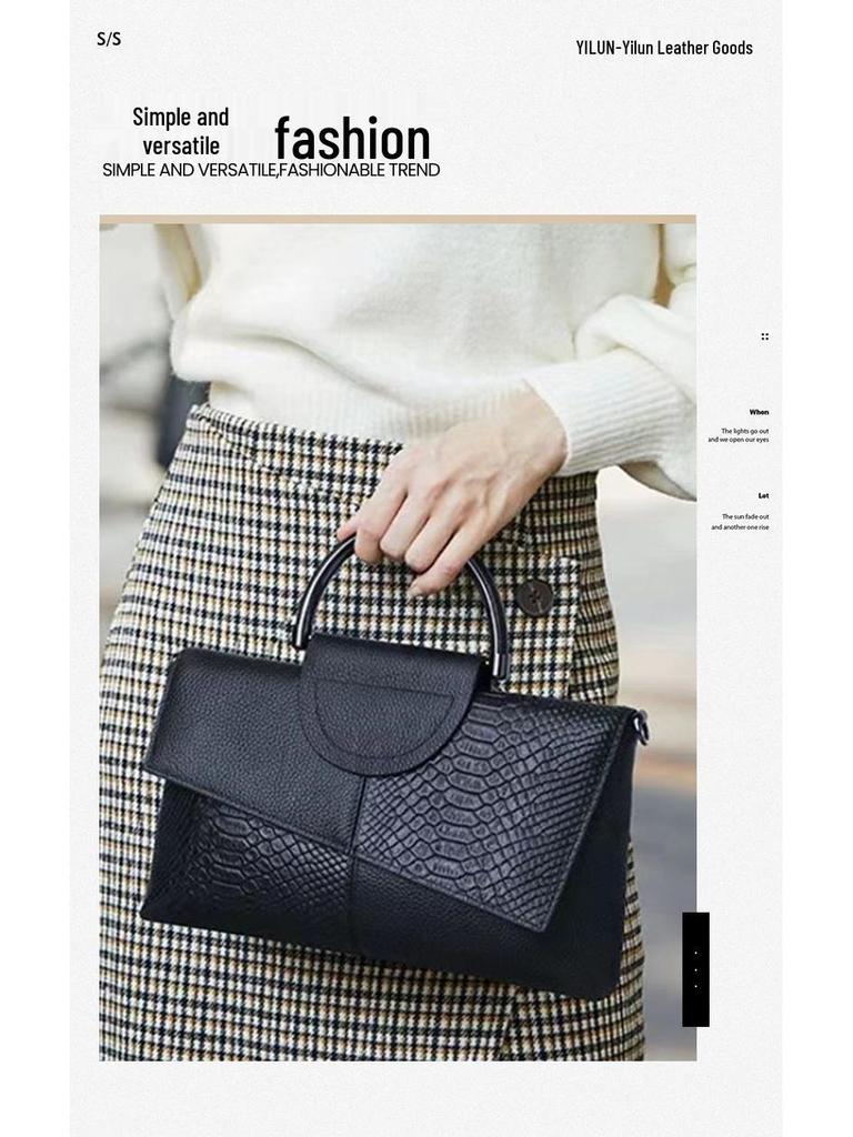 Bolso de Mano Retro de Piel de Cocodrilo Nueva Tendencia: Bolso de mano de moda de gran capacidad para damas