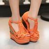 Fashion Summer New Arrival Tassel Wedge Sandals 14CM Ultra High Platform Heels, Sexy Ethnic Style Women's Party Shoes for Night Club