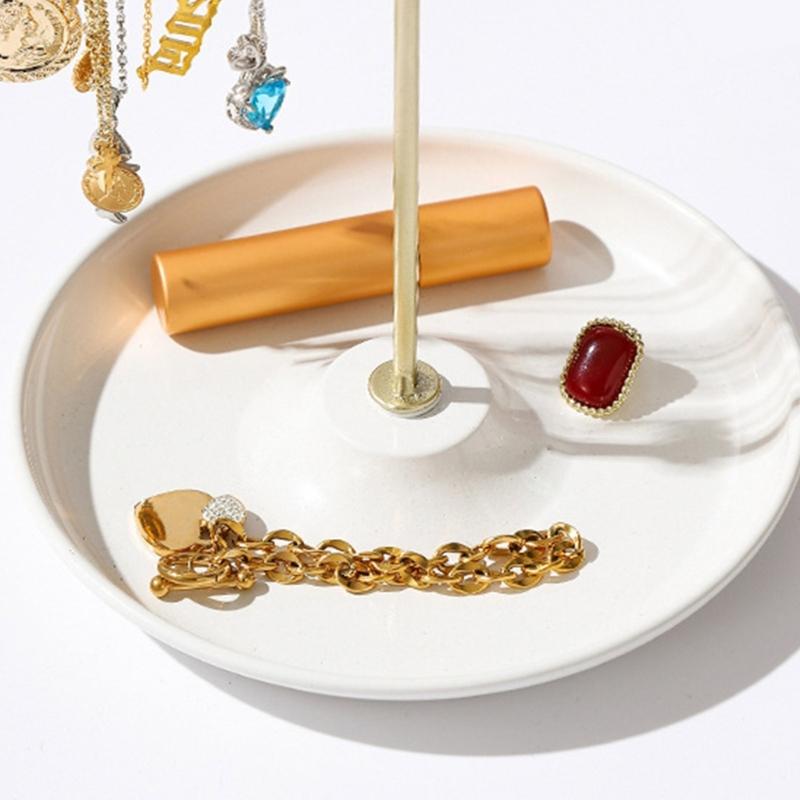 Stylish Metal Necklace and Jewelry Stand Elegant Organizers Portable for Accessories and Watches Home Organization