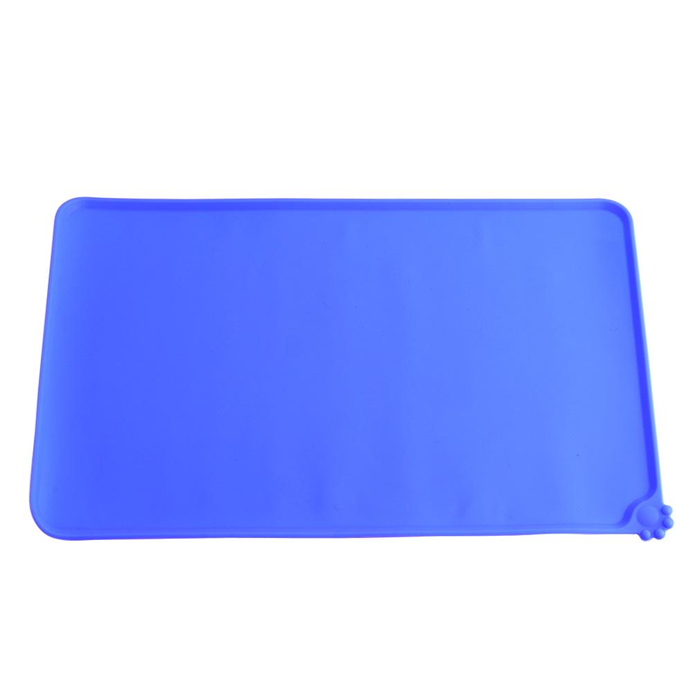 Pet Cat Feeding Mat Square Silicone Quick Dry Dish Bowl Feed Food Water Placemat (Blue)