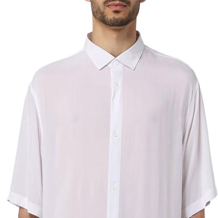 Armani Exchange Solid Color Sheer Single-Breasted Short Sleeve Shirt Men shirts White 3RZC27-ZNRNZ-1100