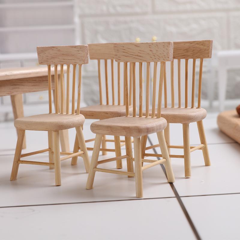 Miniature Model Mini Oak Dining Table Chairs Table Table Food Play Dollhouse Accessories Diy