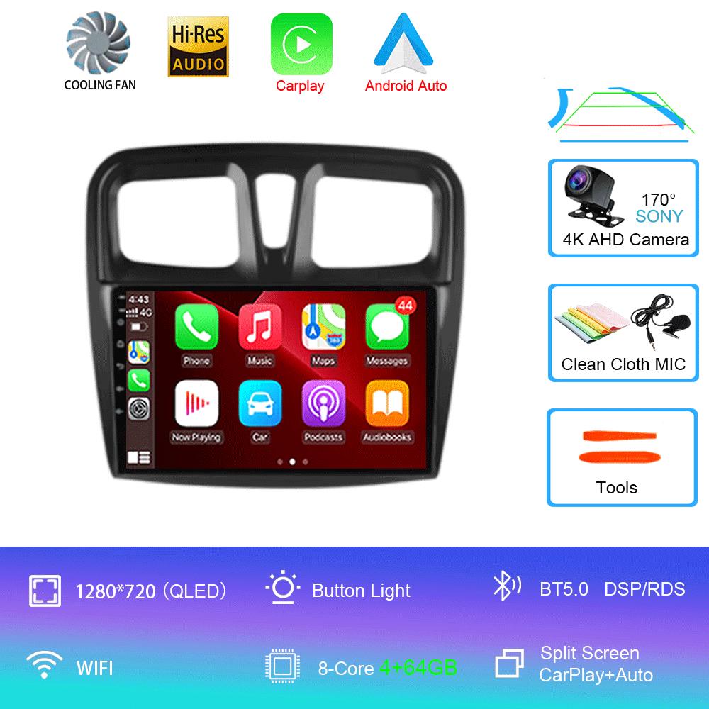 For Renault Logan 2 Sandero 2 2012-2019 Car Radio Android 14 Carplay Auto 2K Screen Multimedia Player Autoradio Stereo Head Unit