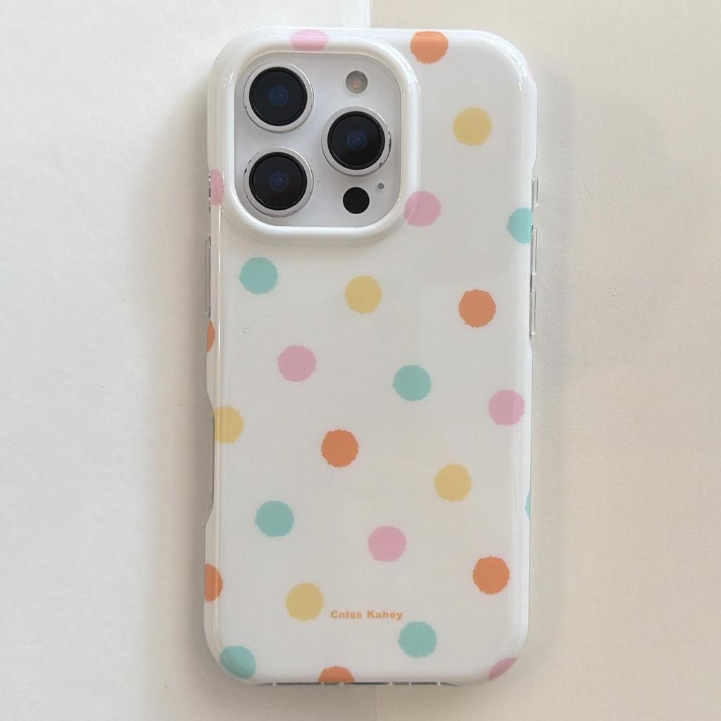 Korean Fresh Plaid Polka Dot Case for iPhone 15/16/17 Pro Max