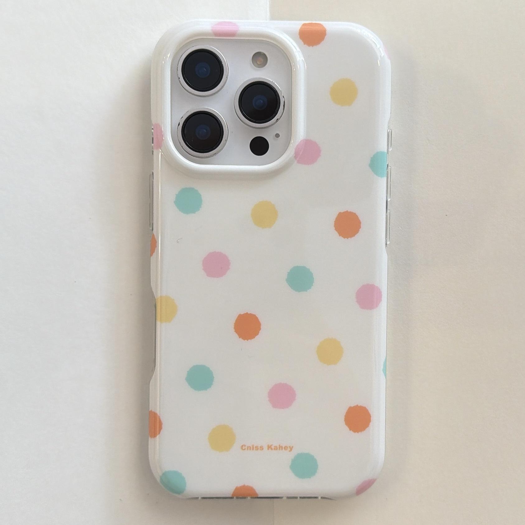 

Korean Fresh Plaid Polka Dot Case for iPhone 15/16/17 Pro Max iPhone 17