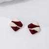 Ankara Red Color Blocked Square Elegance Stud Earring for Women Korean Sweet Ear Wedding Party Jewelry