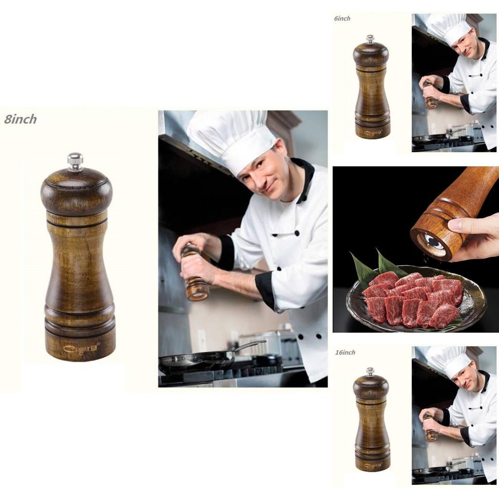 Wooden Salt And Pepper Mill Set With Antique Finish For Culinary Preparation And Kitchen Decor