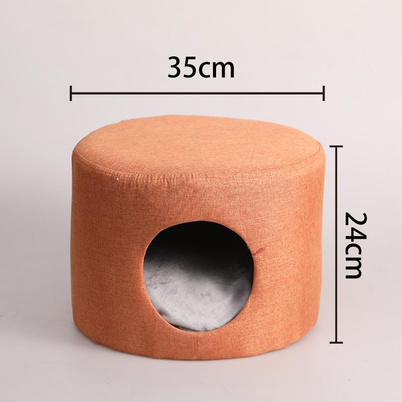 Solid Wood All-Season Cat Bed Stool: Warm Winter Semi-Enclosed Pet Bed for Kittens and Puppies