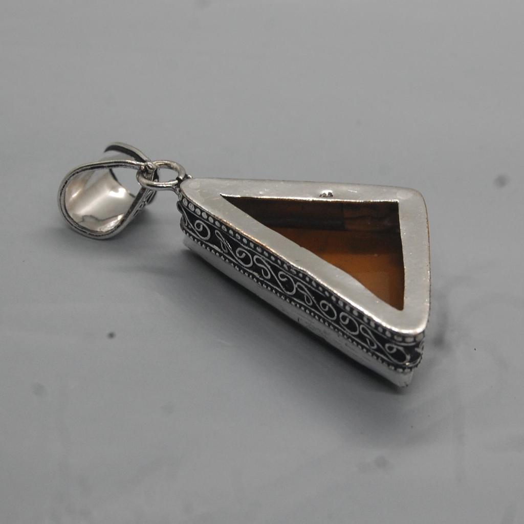 Tringle Shape Brown Simbirsite 925 Sterling Silver Pendant Jewelry, Handmade Boho Style Pendant