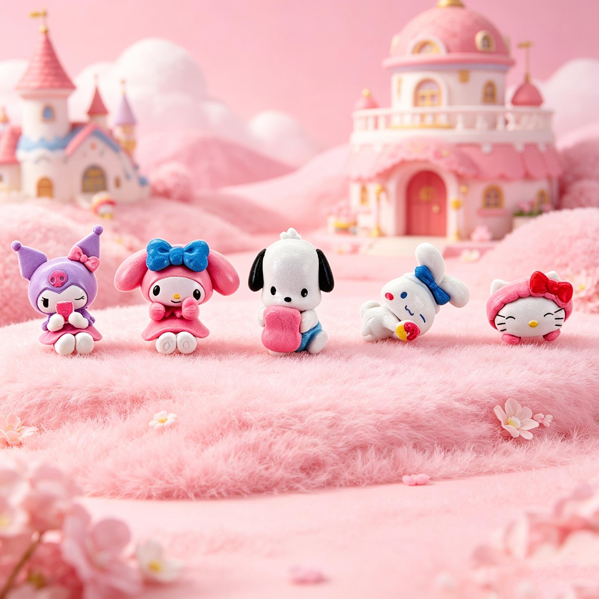 Набор из 5 шт. Фигурки Sanrio Киннаморолль, Почако, Куроми, Пом Пон Пьюрин, Хелло Китти, Игрушки, Модель, Кукла, Мая Мелоди, Подарки