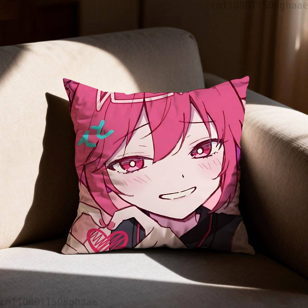 Virtual Singer KKasane Teto Pillow Case Antidustmite Pillowcase Invisible zipper silky short plush Sofa cushion cover
