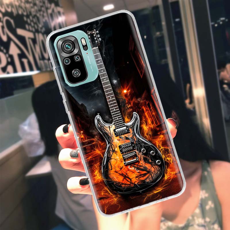 Retro Rock Music Electric Guitar Phone Case For Xiaomi Poco M6 X7 X6 X5 Pro X4 X3 GT F7 Mi F6 F5 F4 F3 F2 M5 M5S M4 F1 M3 Cases