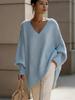 Spring 2026 Korean Style V-neck Knit Lantern Sleeve Sweater - Casual Miumiu Women’s Fashion
