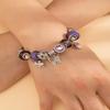 Handmade Beaded Bracelet With Crystal Beads Alloy Leaf Butterfly Pendant And Sparkling Rhinestone Charm