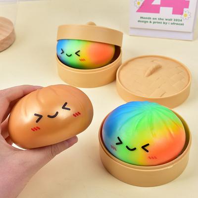 Simulation Rainbow Dumpling Squishy Glitter Pinch Slow Rebound Soft Pressure Ball Office Home Decoration Children Adult Gifts