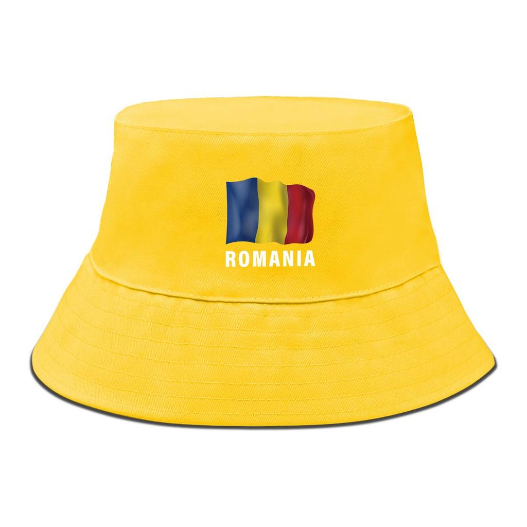 Bucket Hat With Romania Flag Print , Patriotic Men's Hat Simple Lightweight Reversible Beach Hat