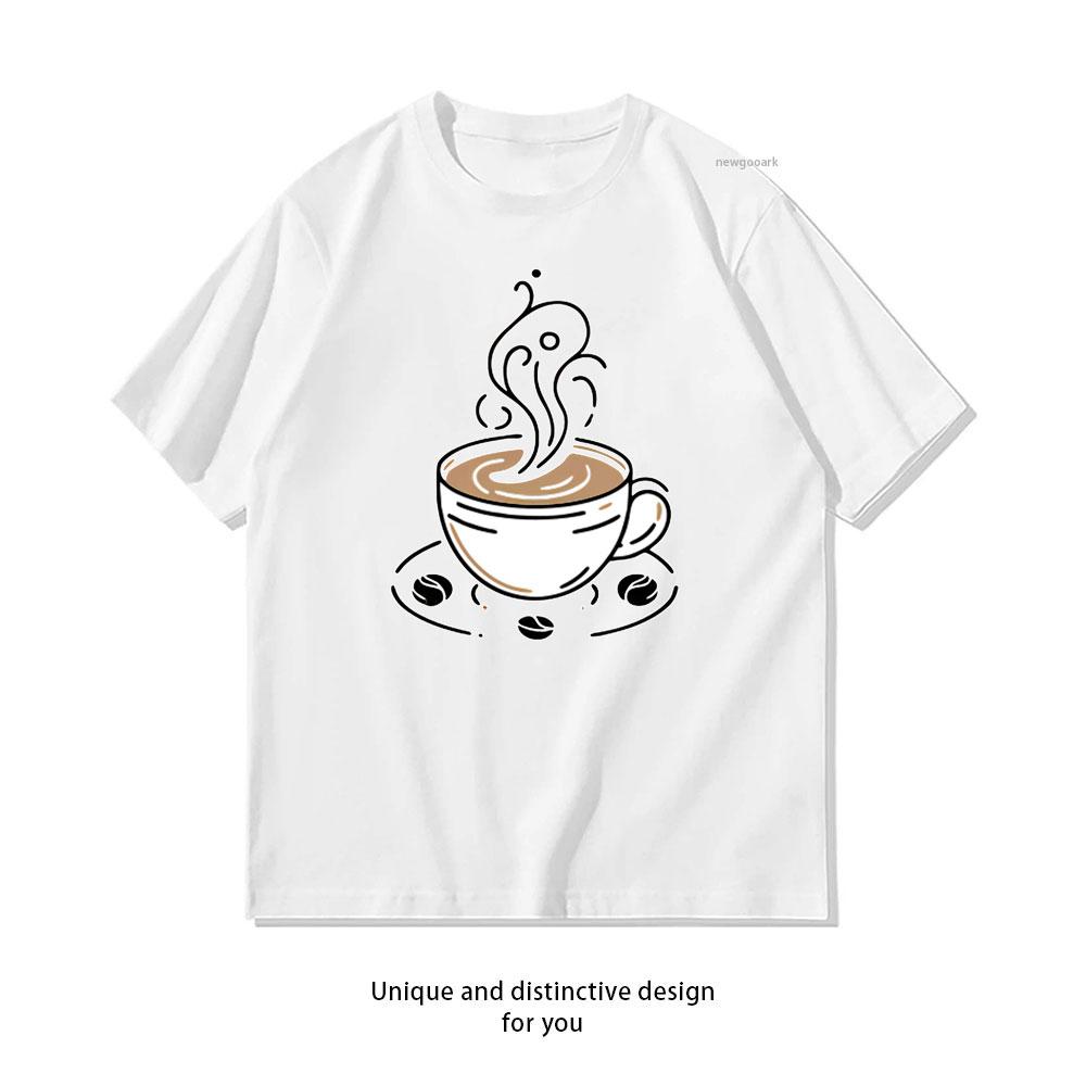 

Командная кофейная чашка Минималистичная линия Футболка женщина мужчина Повседневные хлопковые графические футболки Креативные уличные топы футболка Короткий рукав S