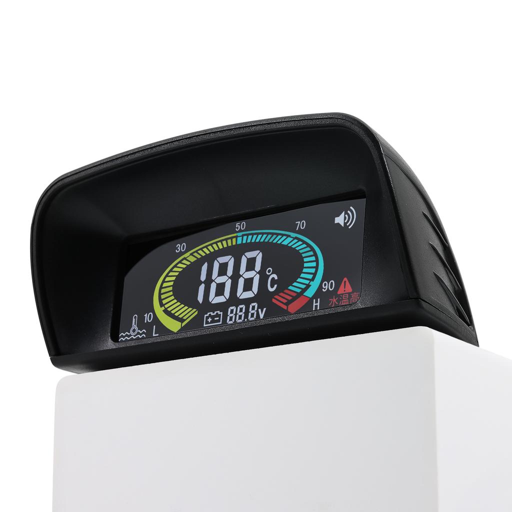 HD Universal Water Temperature Voltmeter Gauge Auto Truck Digital Car Gauge Temp Sensor 10mm 2 in 1 Horizontal Water Temp Gauge