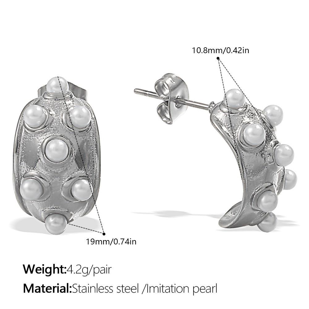 European & American Fashion C-Shaped Diamond Geometric Stainless Steel Earrings: Light Luxury, High-End Temperament