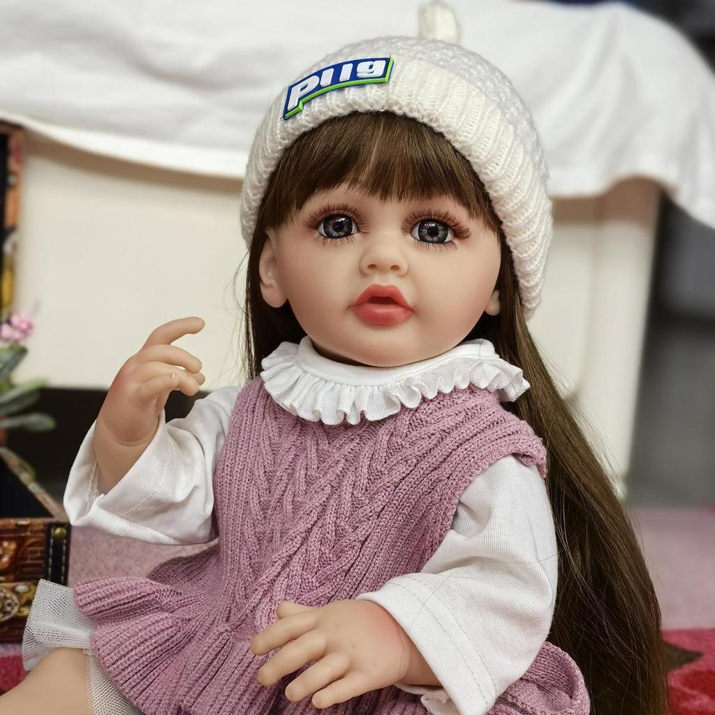 Păpușă Reborn Baby Fetiță 55 cm Jucărie făcută din Vinil Siliconic Complet KEIUMI Model Prințesă Realistă Copii Parteneri de Joacă Cadou Paște Crăciun