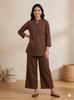 Women's Straight Kurti with Wide Leg Pants Set Indian Casual Wear Top Cord Set
