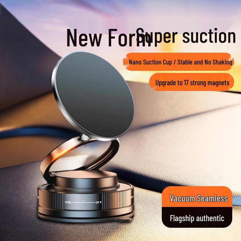 Rotating Magnetic Phone Holder with Vacuum Suction for Car, Desktop, Wall, or Center Console