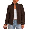 Women's Semi-High Neck Zippered Knit Cardigan, Strip Thickened Premium Coat, Versatile Top for Spring, , and Winter