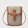 Rhombus embroidery contrasting color mobile phone bag summer new personalized change shoulder messenger bag