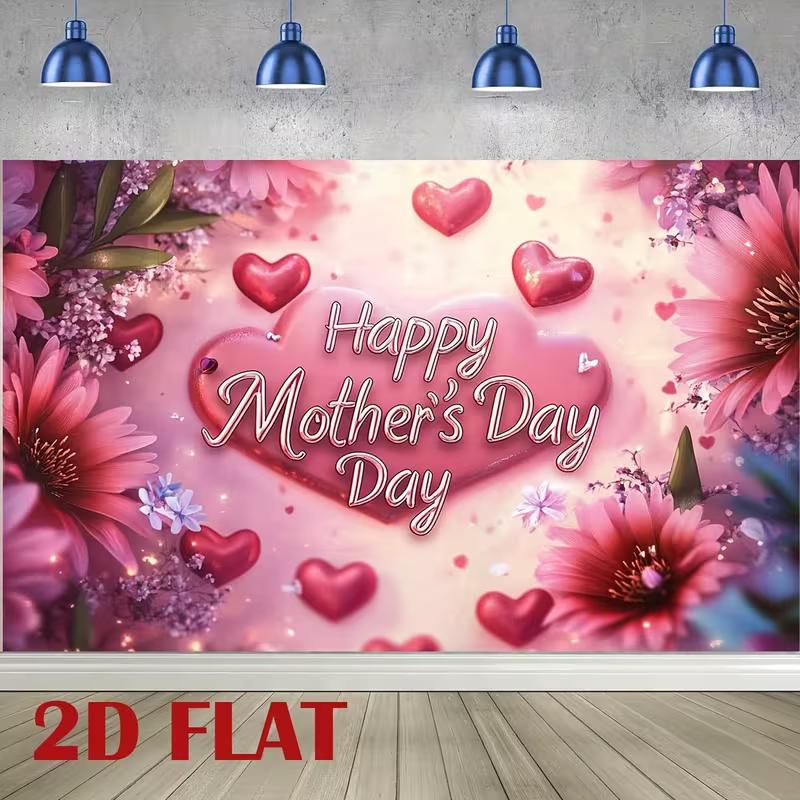 

С Днем Матери Цветочный Гобелен, Розовая Ткань с Фонов в Виде Сердца, Декор для Стен Дома 47.2x31.5inch/120*80cm