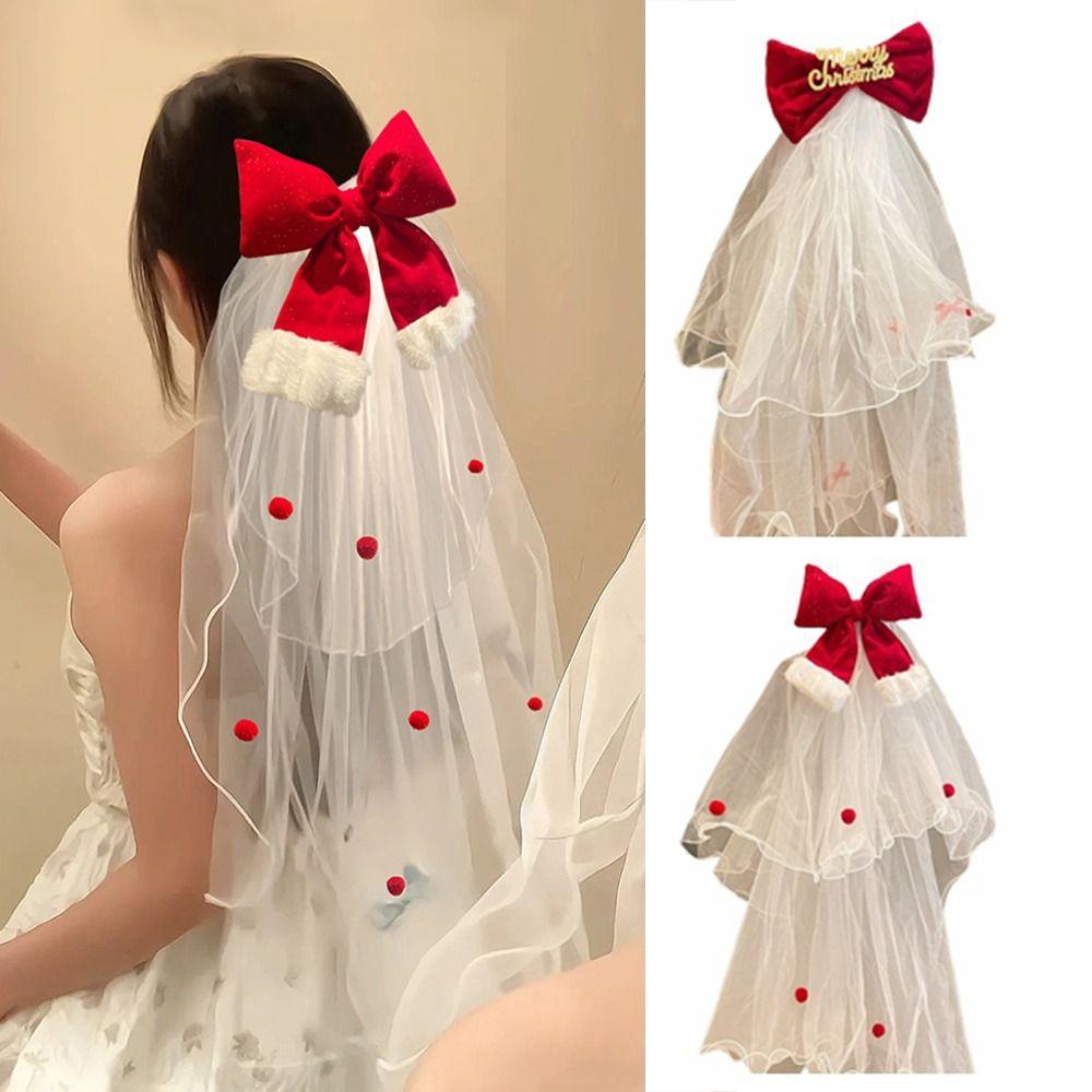 Creative Christmas Veil Headband Lace White Bridal Tulle  Christmas Party Cosplay