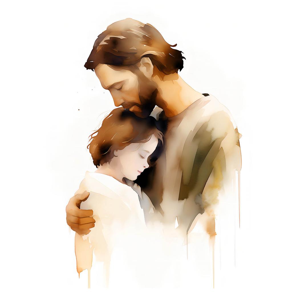 Miłość Boska - Jezus Przytulający Chłopca Miłość Boska - Jezus Przytulający Chłopca, 50X70 Cm, Bez Ramy, Papier Matowy 230 Gsm