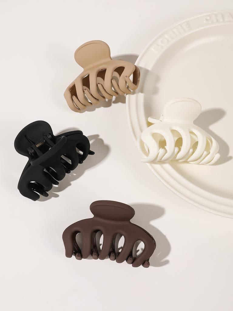4 Pcs Medium Natural Color Octopus Hair Claw Clips Strong Grip Non-Slip Jaw Clips For Women Girls Thin Thick Curly Hair