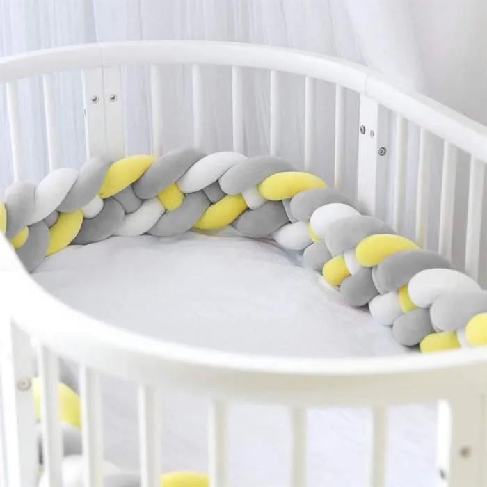 Cojín Nudo Trenzado Danés de Cuatro Hebras – Protector de Cuna Anticolisión para Habitación Infantil