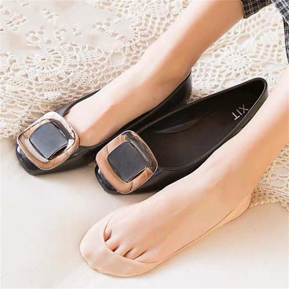 3 Perechi Șosete Invizibile de Bumbac Tip Barcă Șosete de Vară din Mătase de Gheață cu Gură Joasă pentru Pantofi cu Toc Înalt Sling de Silicon Antiderapant