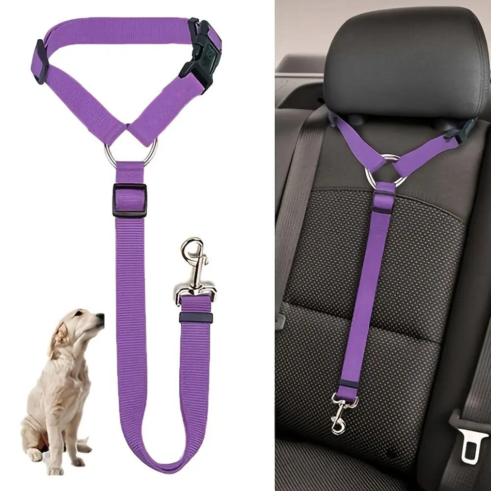 Pet Dog and Cat Leash Car Headrest Protective Rope Restraint Adjustable Rope Car Dog Accessories for Small Dogs