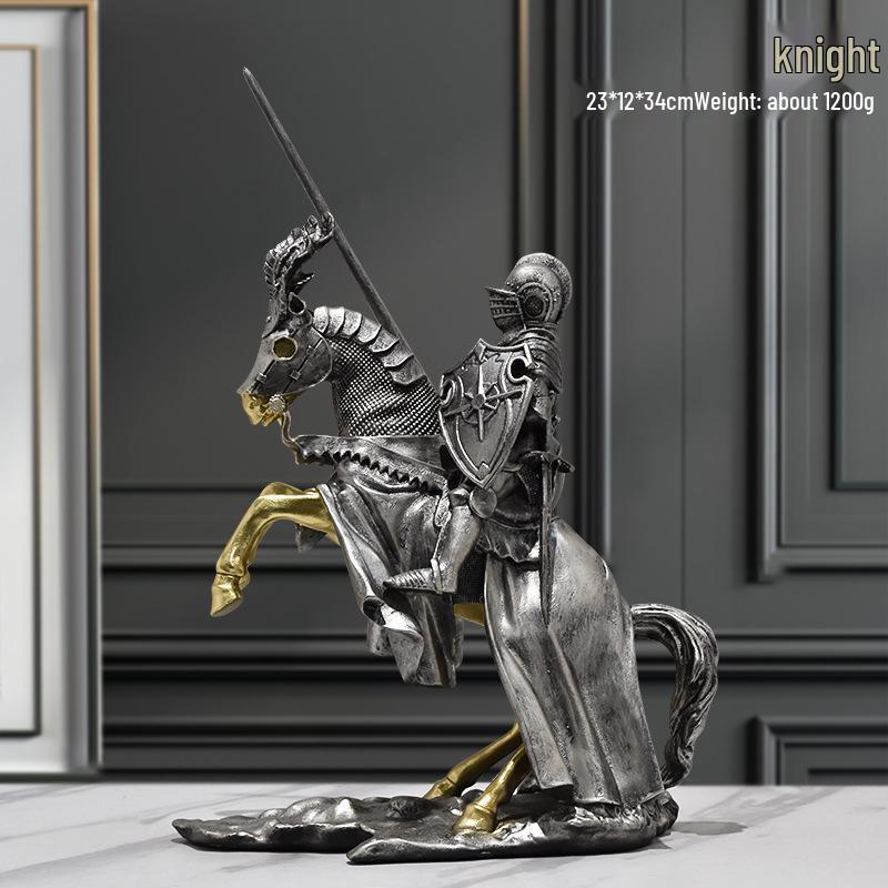 Nordic Victory Knight Resin Figurine: High-End Vintage Office Decor