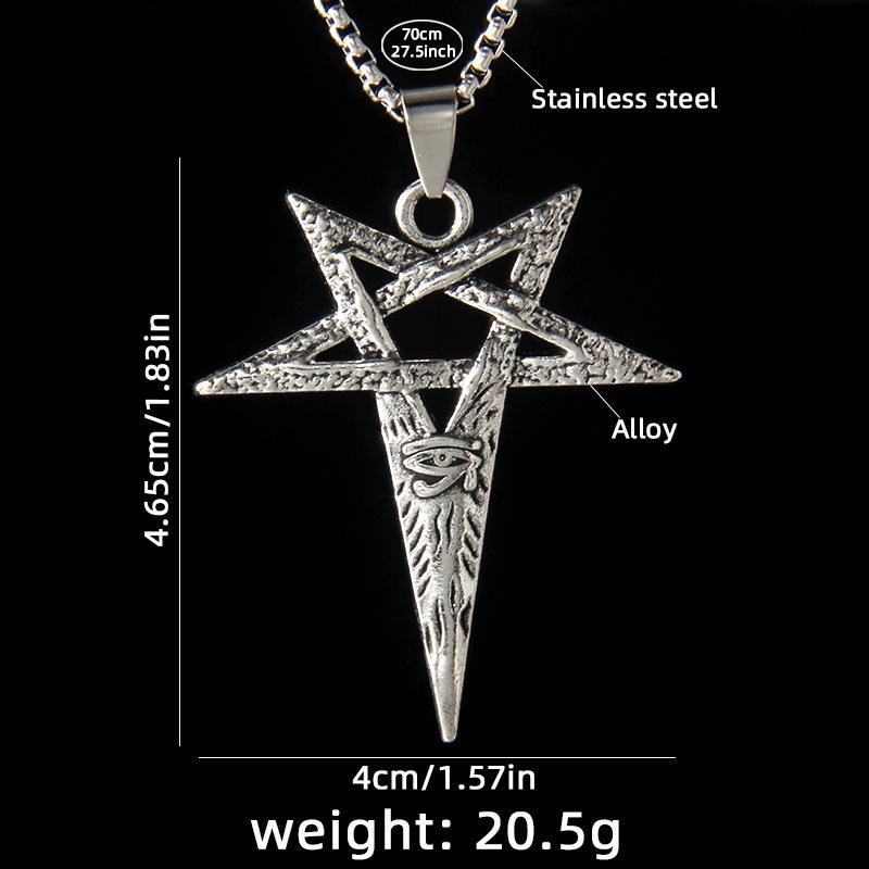 Viking Style Pentagram Pendant Necklace Stainless Steel Chain For Men Retro Jewelry